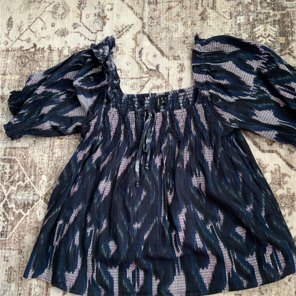 Vero Moda Navy and Pink Textured Top